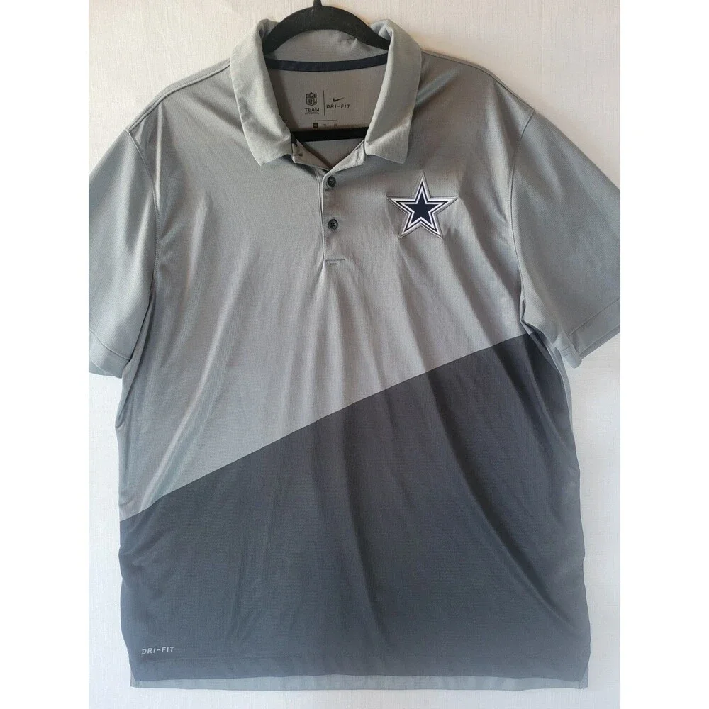 Nike Dri-FIT Dallas Cowboys Polo XL Shirt Gray Black Men’s - Picture 4 of 10